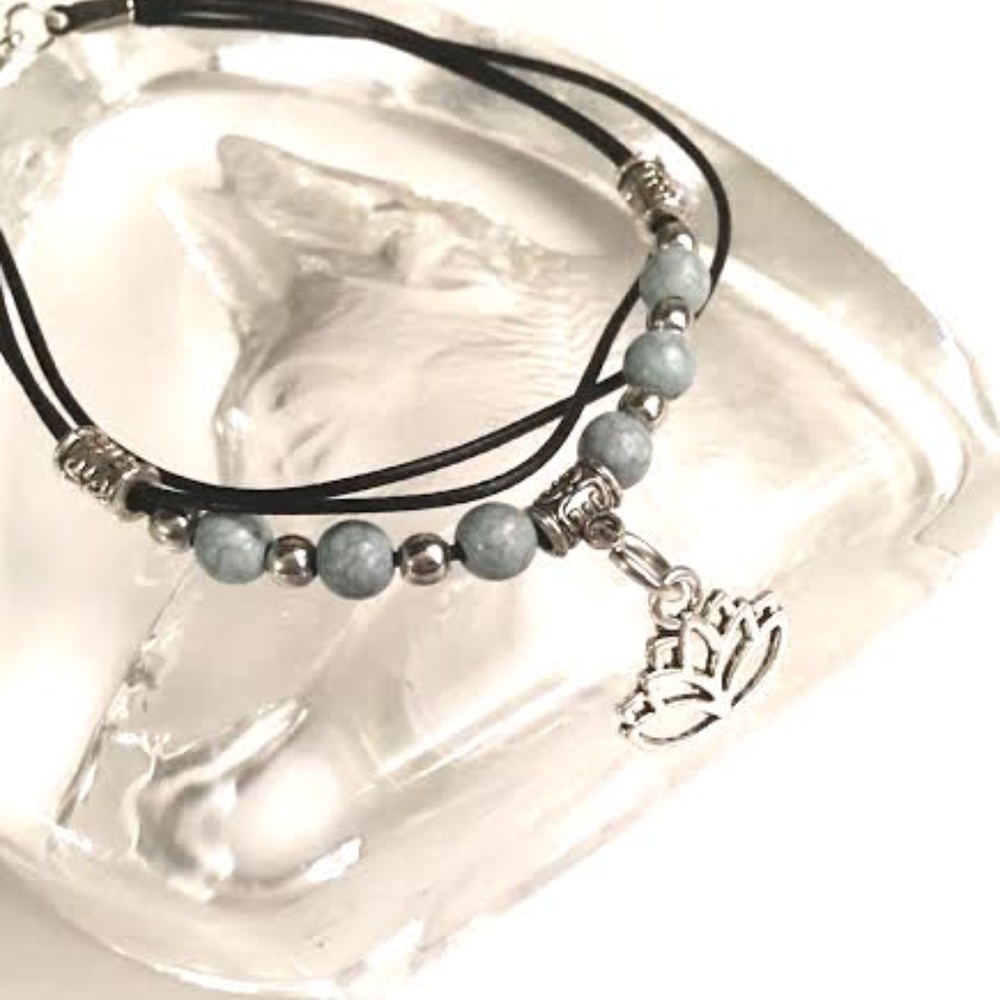 Lotus Flower Turquoise Multi Strand Anklet